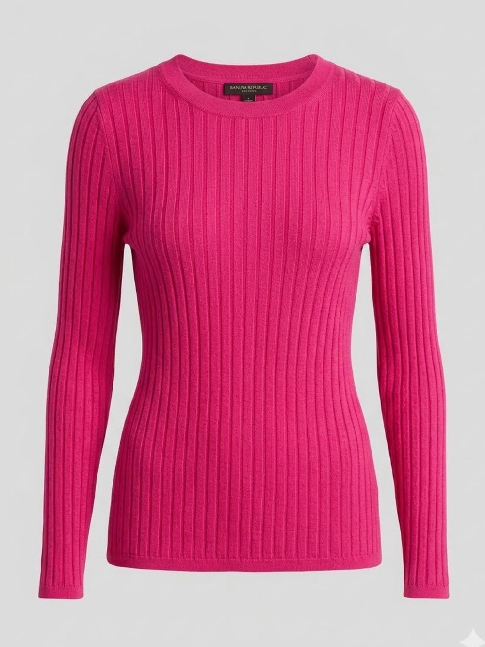 Banana Republic Ribbed Crewneck Sweater in Bright Pink
